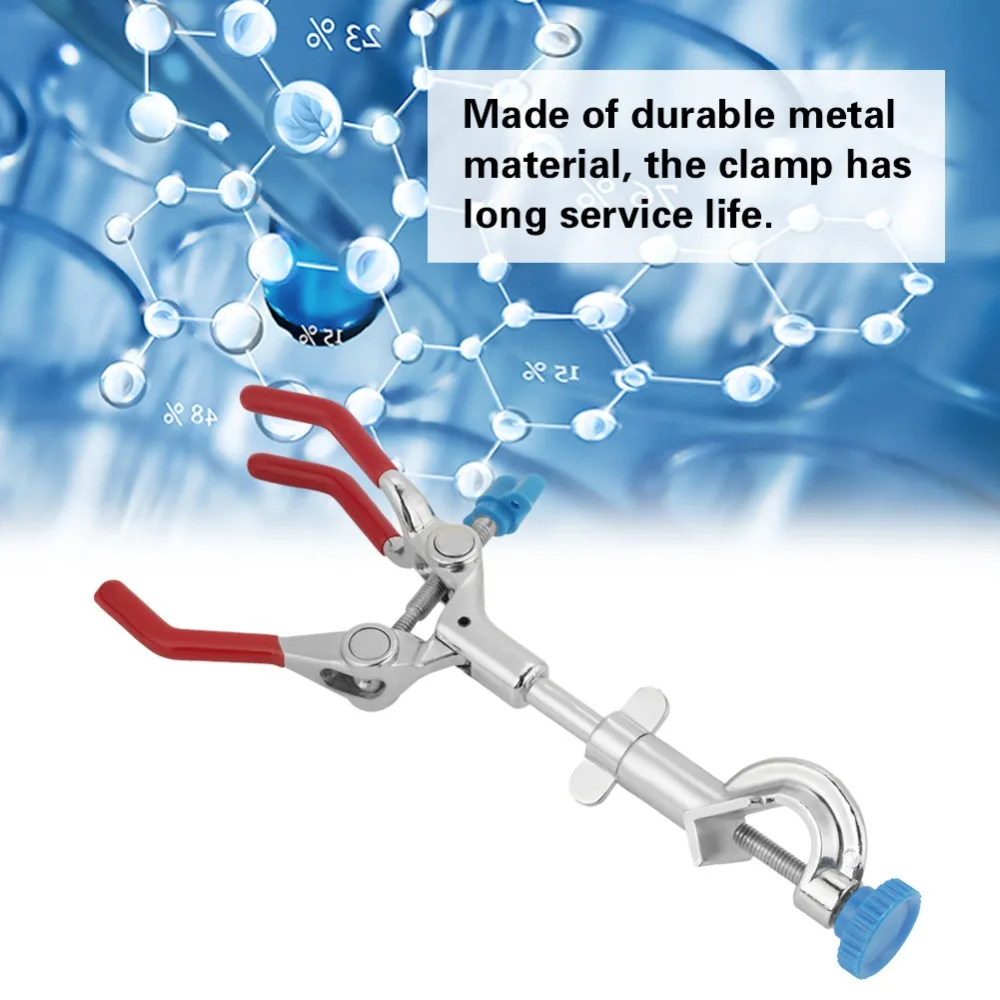 Регулируемый трех-зубец поворотный колба зажим лаборатория тестовая трубка конденсаторный лабораторный держатель