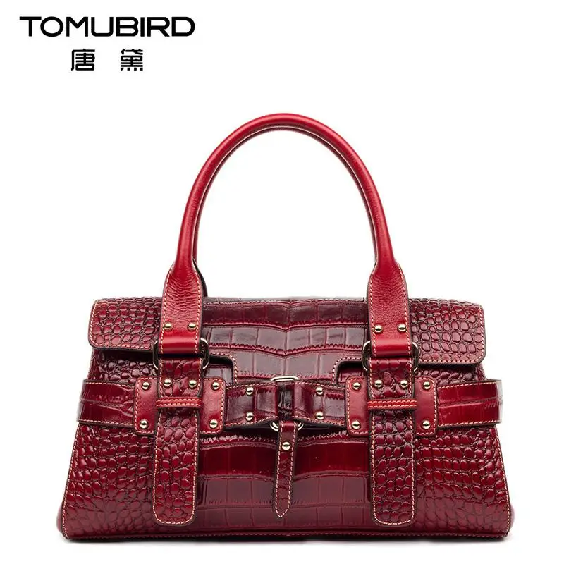 

2017 New genuine leather women bag brands quality cowhide embossing alligator grain fashion women leather handbags shoulder bag
