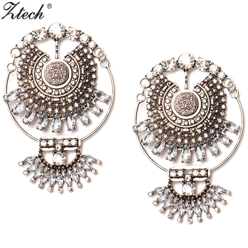 Ztech New Fashion Z Luxury Brand Rhinestones Water Drop Crystal Geometric Gem Designer Vintage Earrings For Women Free Shipping