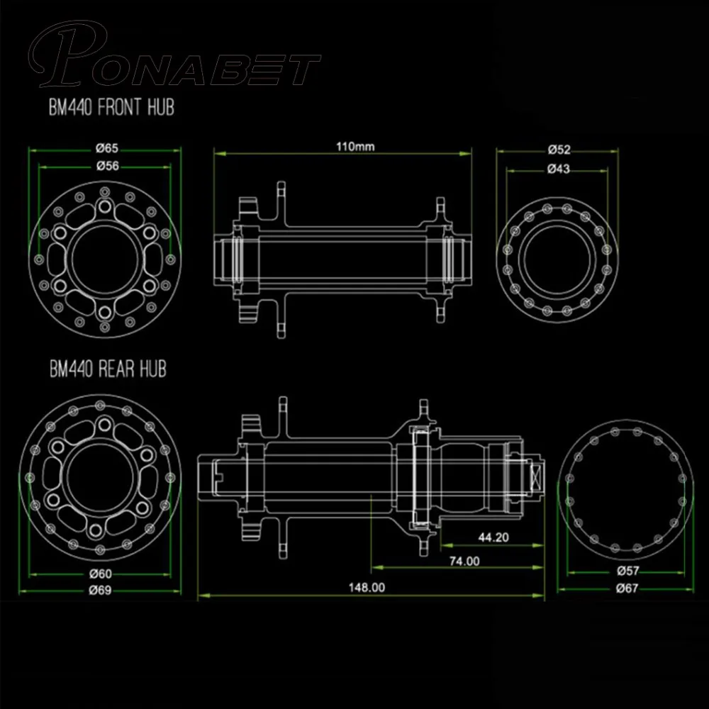 Велосипедная ступица PONABET Koozer Boost XM440 MTB передняя велосипедная 15x110 мм Задняя 12x148
