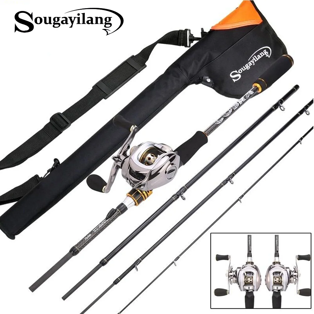 

Sougayilang 2.1m Fishing Rod and Reel Combo Full Kit Sea Fishing Pole Baitcasting Reel Set & Carrier Case