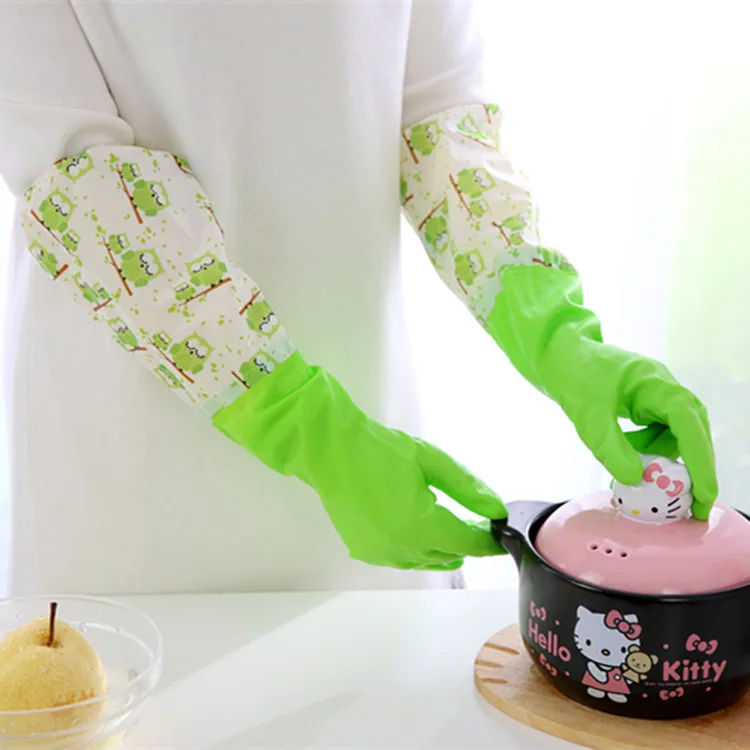 Household kitchen PVC gloves washing dishes cleaning winter thickened