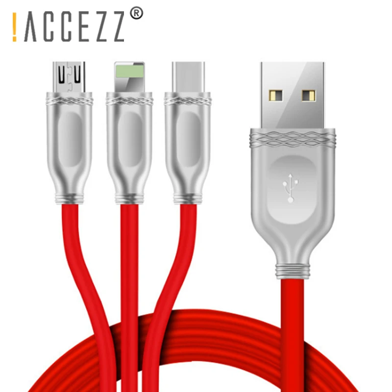 ! ACCEZZ TPE кабель для быстрой зарядки Micro usb type C samsung Xiaomi 5 освещение iPhone X 7 8 6 Plus 3A USB