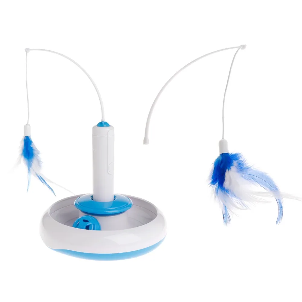 

Cat Teaser 360 Rotation Electric Plate Toys Ball Bell Squeaky Feather Pet Kitten Dog Puppy Disc Non Slip Interactive Funny Play