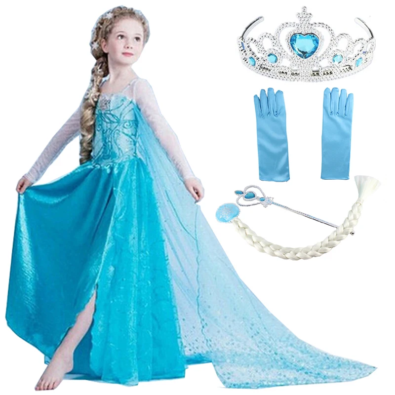Disney Frozen Elsa Dresses Princess Anna Elsa Dress Elza Costumes for Girls Party Vestidos Kids Girls Clothing Elsa Clothes Set Disney Frozen Elsa Dresses Princess Anna Elsa Dress Elza Costumes for Girls Party Vestidos Kids Girls Clothing Elsa Clothes Set