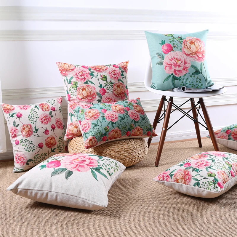 Wholesale Vintage Flowers Pillow Cover Cushion Cover Rose Throw Pillow