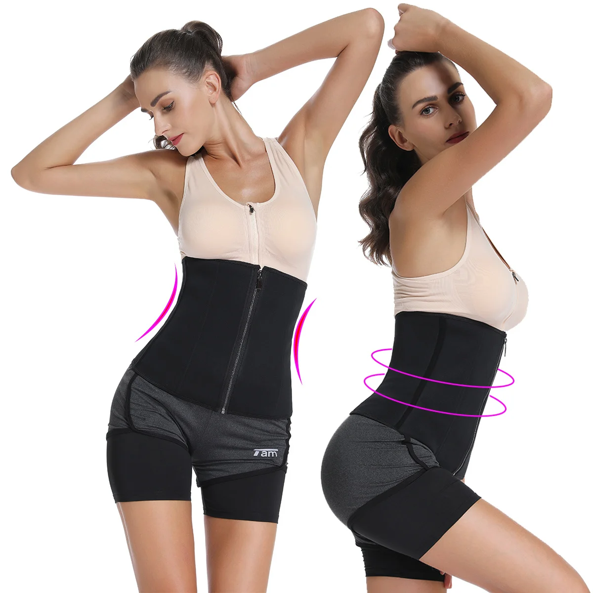

Women's Waist Trainer Corsets Hourglass Body Shaper Underbust Latex Sport Girdle Tummy Shaper Fat Burning Waist Belt