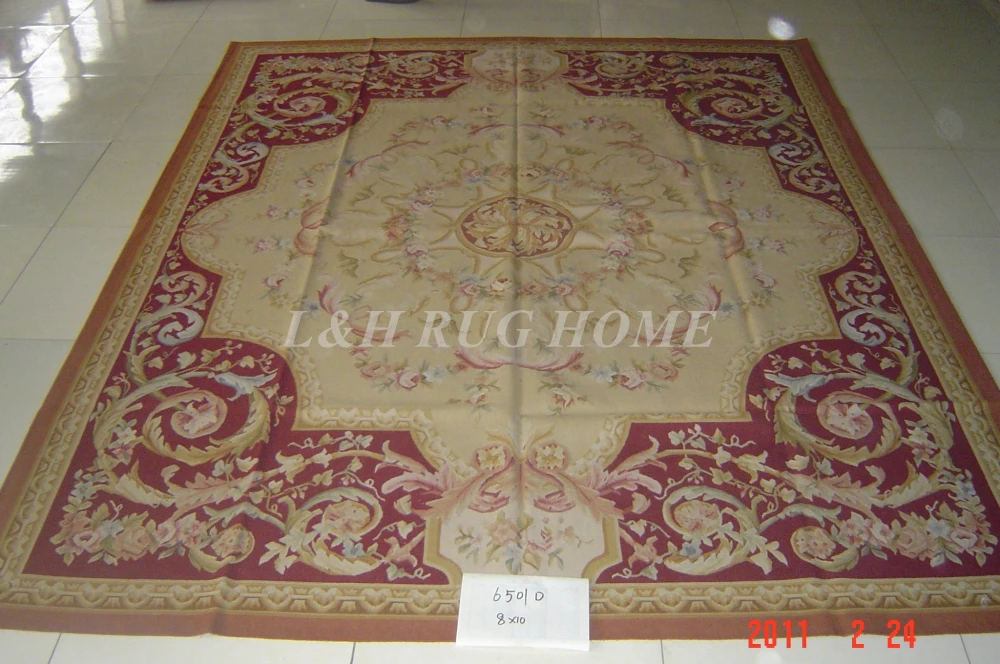 

Free shipping 8'X10' French style aubusson carpets hand knotted rugs Woolen French Aubusson Rugs