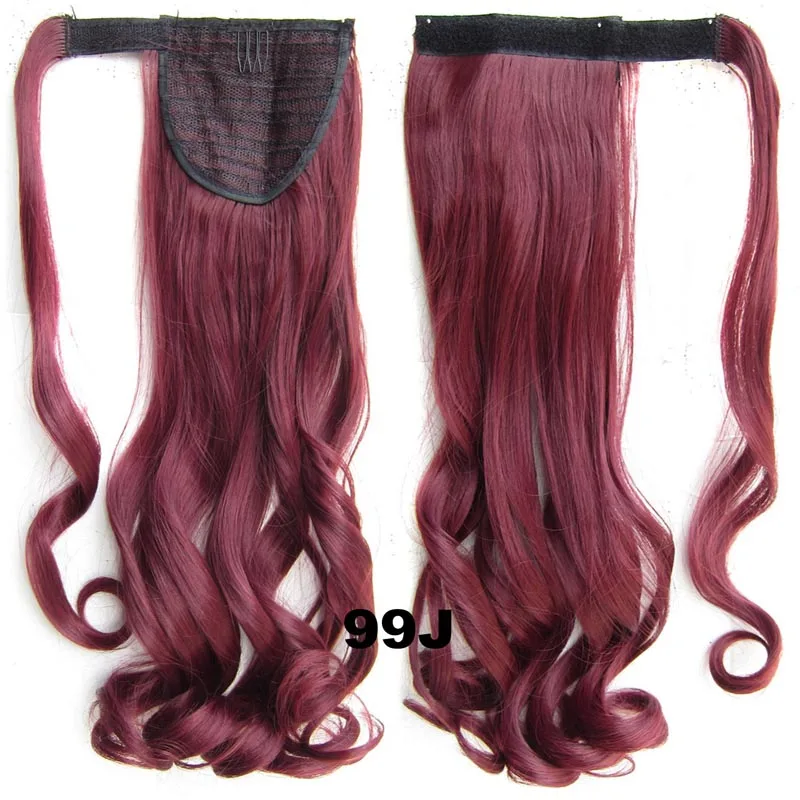 jeedou Ponytail Wavy Hair Black Color Wrap Around Ponytail Extensions Synthetic Hair Ribbon Trend Undone and Messy - Цвет: # 99J