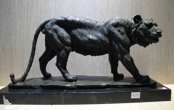 

fast shipping USPS to USA S3103 Western Art Decor Copper Bronze Sculpture Tiger Marble Base Statue Figurine