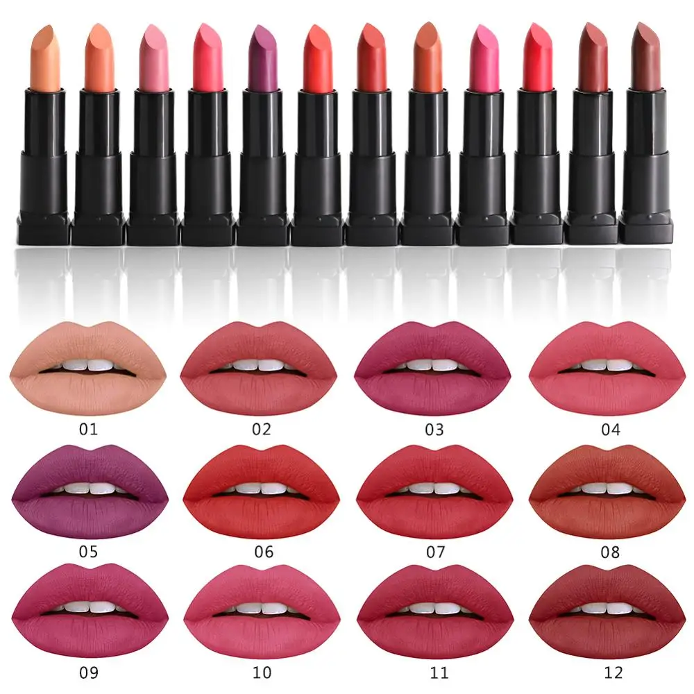 

COSCELIA Lipstick Matte Waterproof Lip Stick 12 Colors Sexy Red Pigments Makeup Lasting Matte Lipsticks Cosmetic