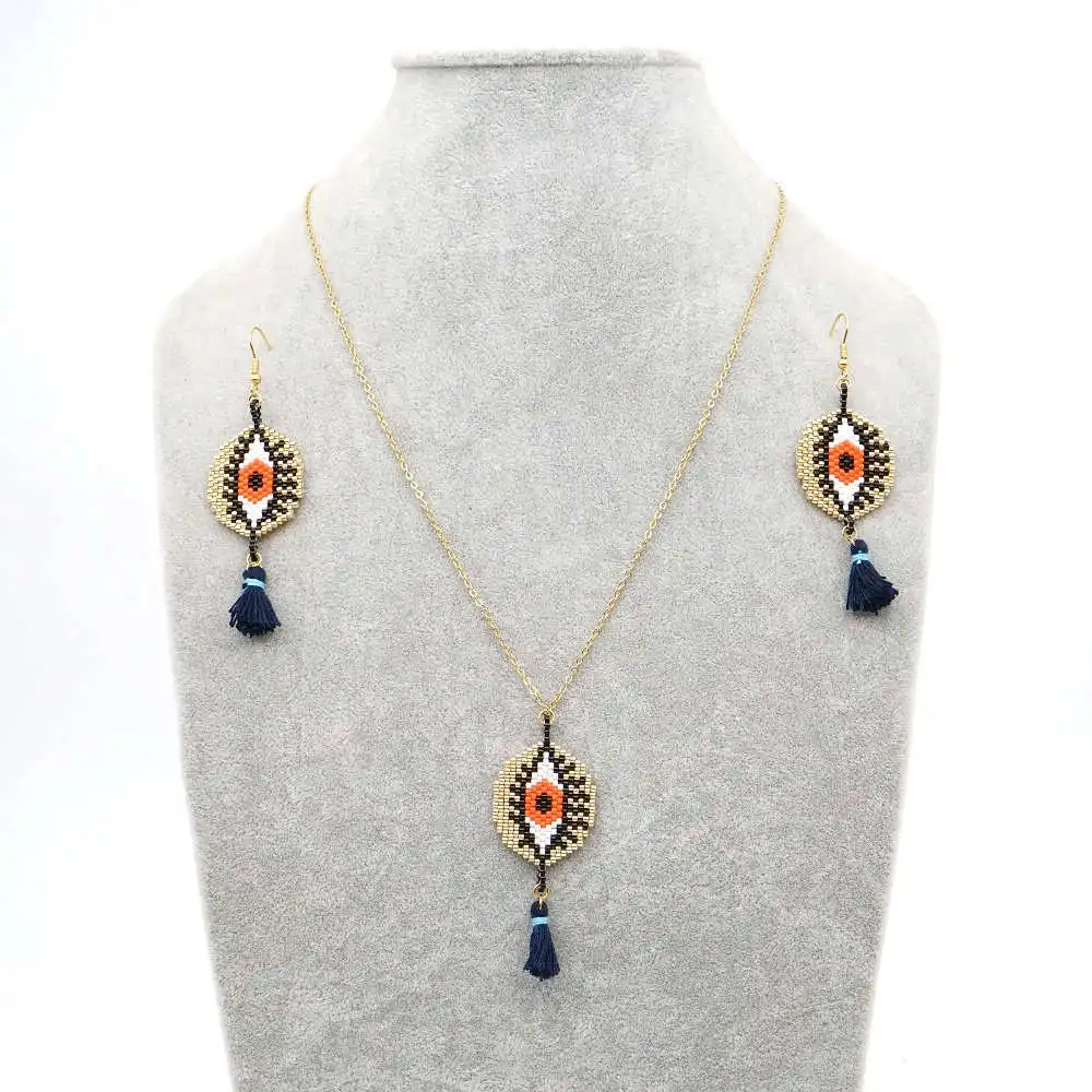 

Go2hobo MIYUKI Evil Eye Bracelet Jewelry Sets For Women Necklace Fashion Jewelry Handmade Pulseras Stainless Steel Gold Chain