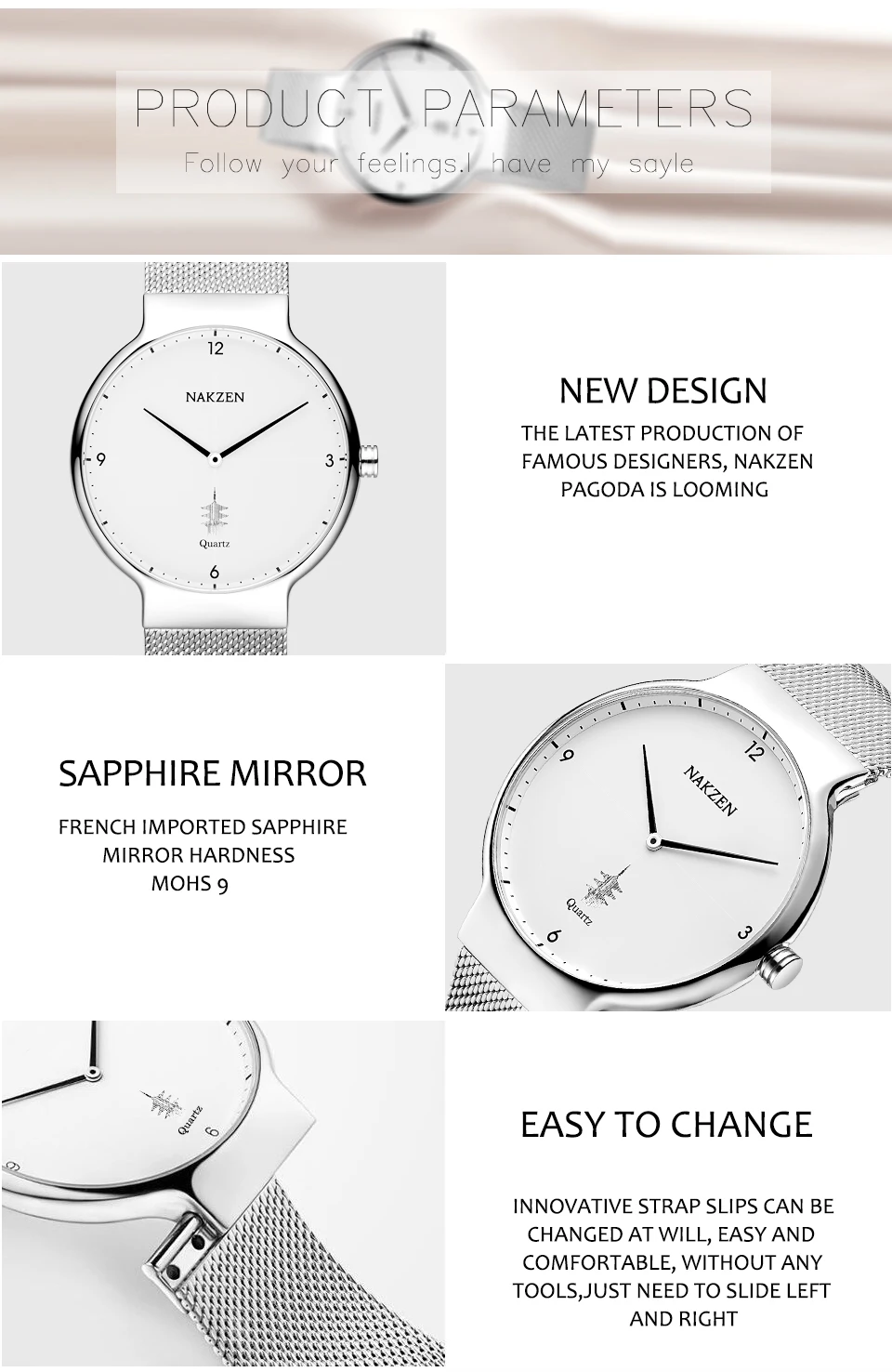 NAKZEN женские модные повседневные ультра тонкие кварцевые часы лучший бренд класса люкс водонепроницаемые женские наручные часы Relogio Masculino