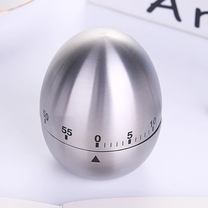 Mechanical Egg Kitchen Cooking Timer Alarm 60 Minutes Stainless Steel