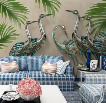 

5D/8D Stereoscopic Crane Pick Leaf 3d Swan Wallpaper Murals for Walls Sofa Background Living Room 3d Wall Mural 3d Wall paper