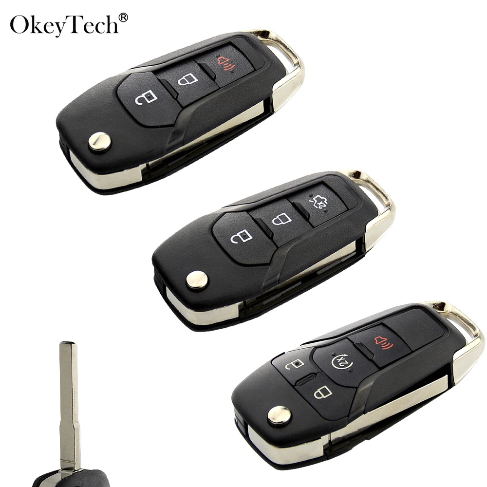Okeytech 3/4 кнопки флип складной дистанционный ключ для автомобиля в виде ракушки