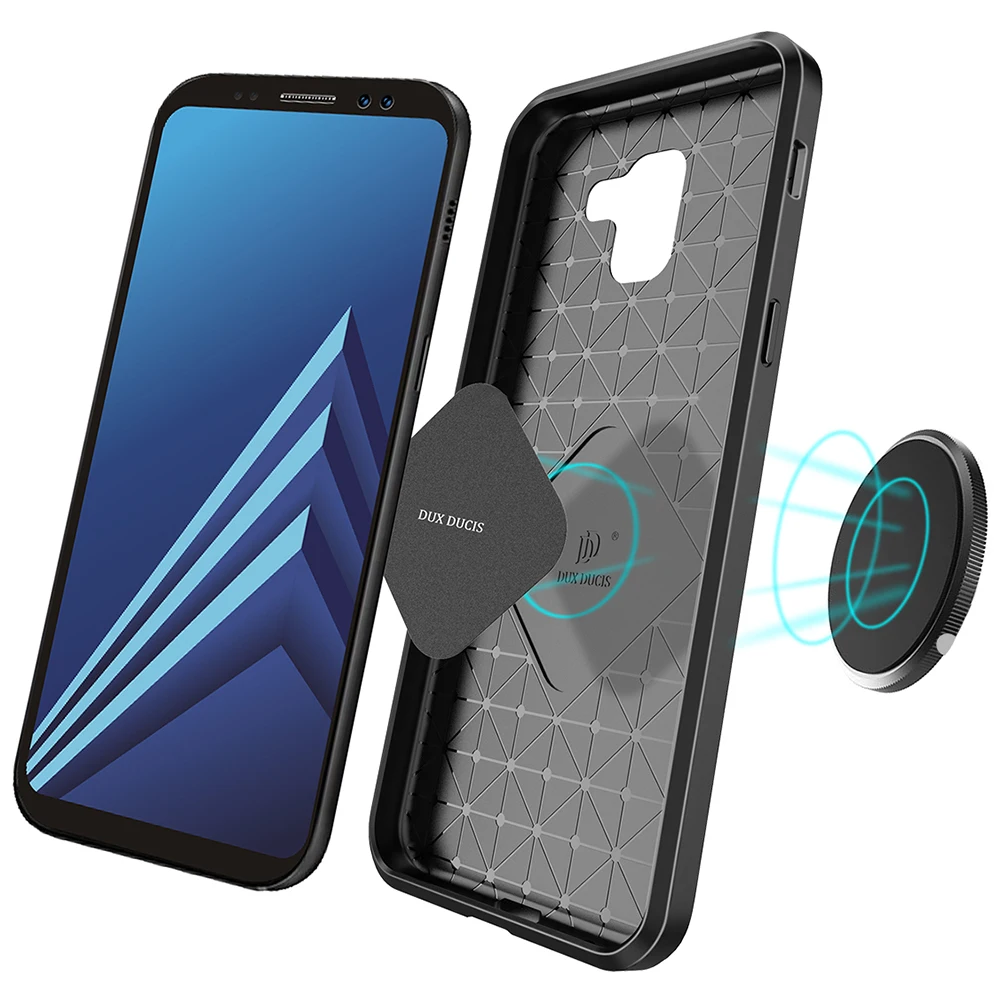 Углеродного волокна матовый чехол для samsung A8 2018 и плюс мягкий телефона защитная