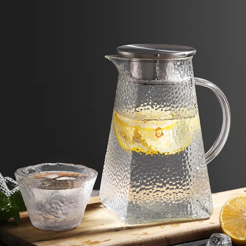 

1200ml/1500ml Creative Juice Pot Heat Resistant Glass Hand Grip Water Pots Home Large Capacity Drinkware Lemon Kettle Decoration