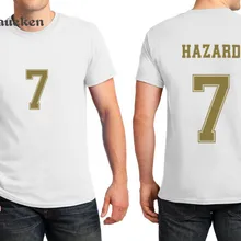 Печатных имя с надписью Эден Азар 7 реальный футболка Для мужчин короткий рукав хлопок, футболки с о-образной горловиной для Мадрид вентиляторы