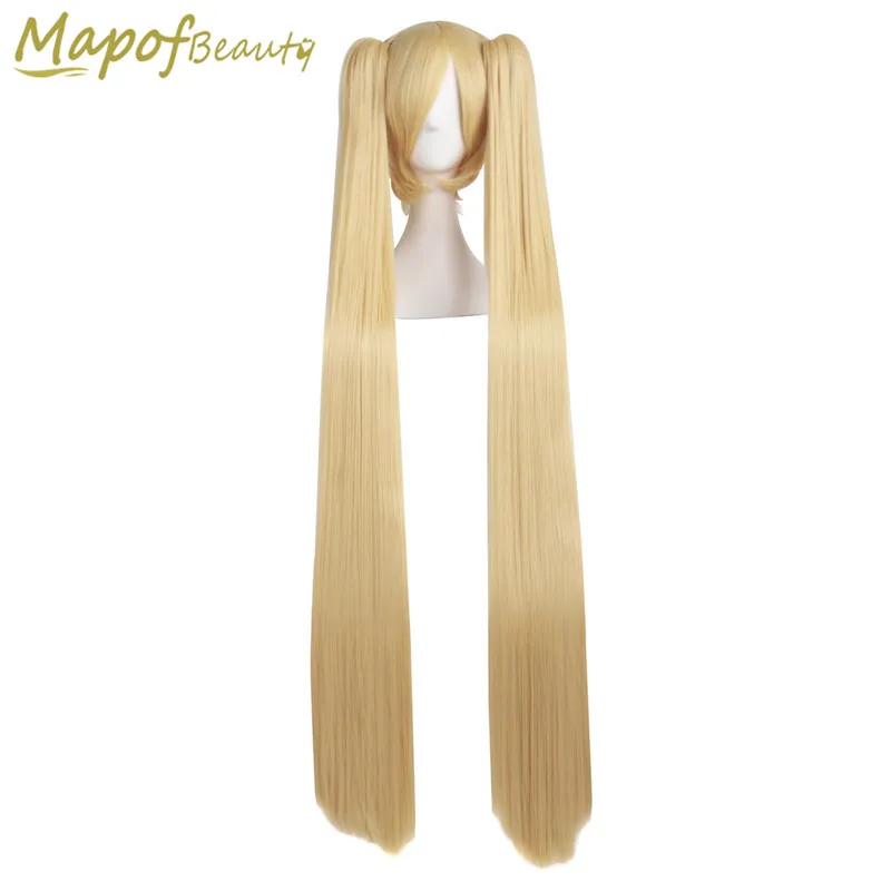MapofBeauty 120 см Vocaloid Miku Akita neru Gold два хвоста для костюмированной вечеринки парики