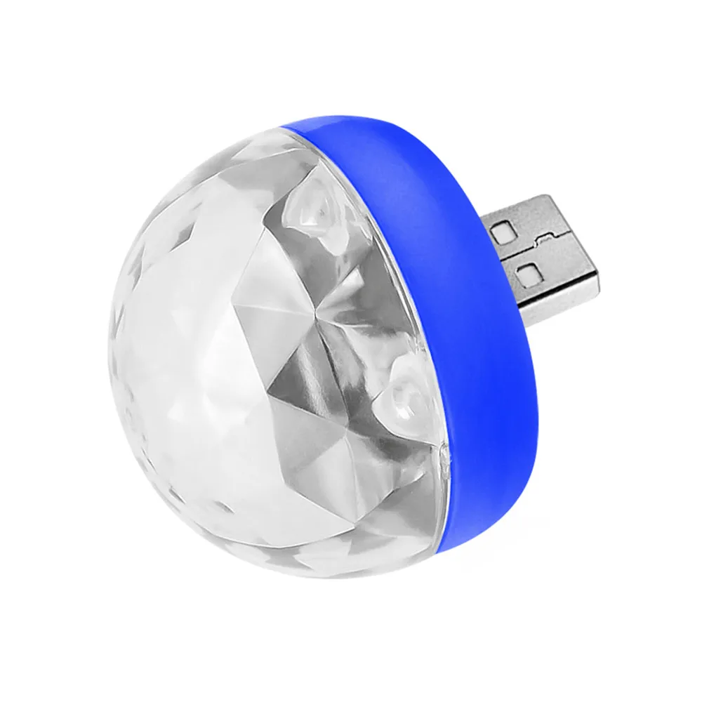 Портативный мини USB Дискотека DJ вечерние светодиодный свет RGBW кристалл магический шар эффект сценическая лампа Голосовое управление музыкой сотовый телефон USB огни - Цвет: Синий