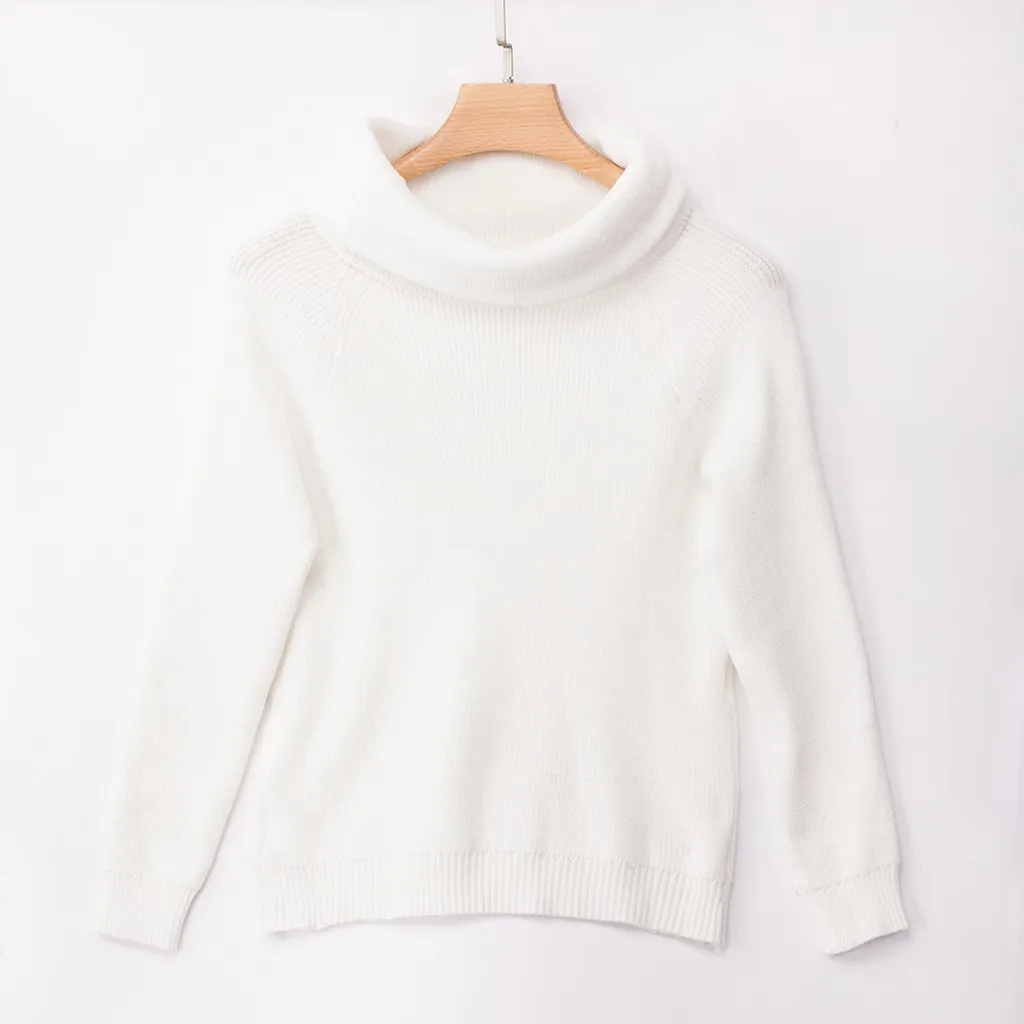 SAGACE/Модный зимний свитер с открытыми плечами белого цвета, Женский пуловер, топы с длинными рукавами, Повседневный Женский пуловер, свитер