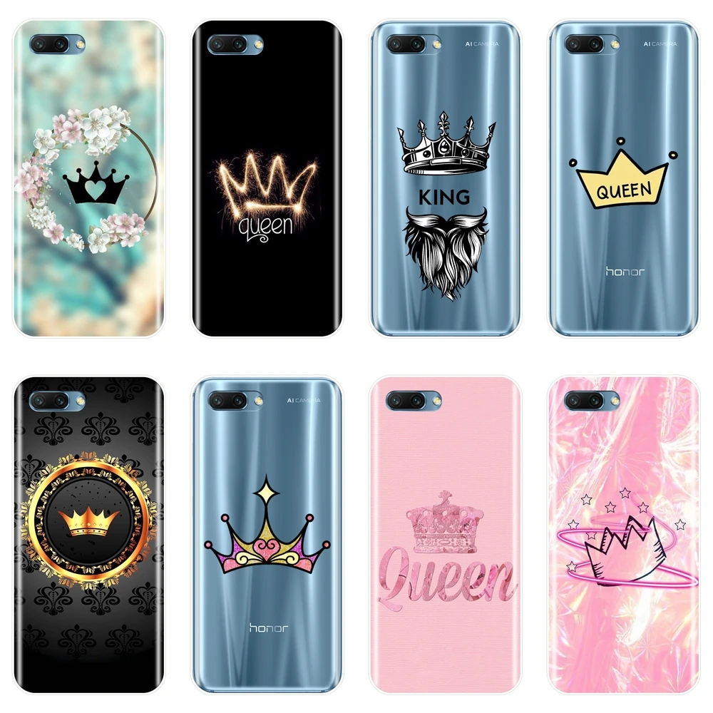 

Back Cover For Huawei Honor 7 8 9 10 Lite 7 7S 7X 7A 7C Pro 8X MAX 10 9 8 Soft Silicone Luxury King And Queen Crown Phone Case
