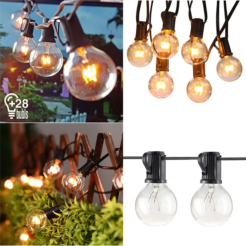 

US PLUG 25Ft G40 Globe String Lights with Clear Bulbs UL listed Backyard Patio Lights Decor Lamp string lights set 40JA11