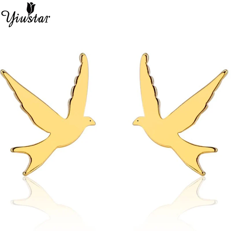 

Yiustar Peace Sweet Small Bird Earring Stainless Steel Exquisite Cute Graceful Animal Stud Ear For Women Celebrate Birthday gift