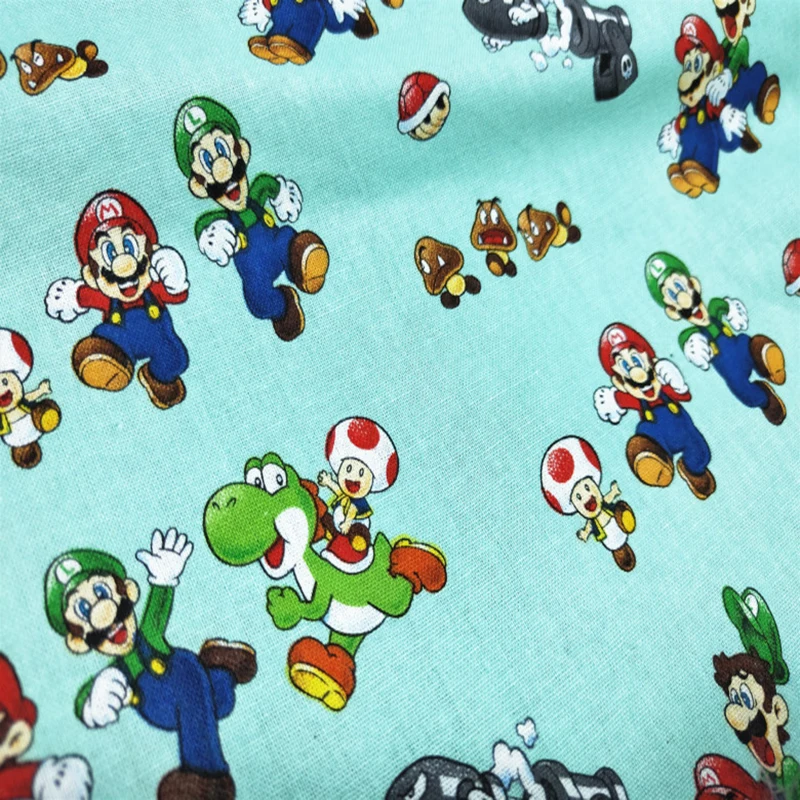 

Beautiful Cotton Fabric for Dress Super Mario Print Cotton Fabric Sewing Material Patchwork DIY Baby Skirt/Clothing 110cm wide