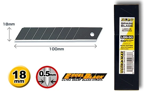 OLFA Blade Black Type 18mm LBB-10 LBB-50 PL-1 L-1 L-2 L-3 OL FL CL ML SL-1 EXL XL-2 BN-L BN-AL NOL-1 NL-AL