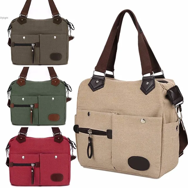Women Canvas Many Pockets Multi functional Shoulder Bag Handbag Cross