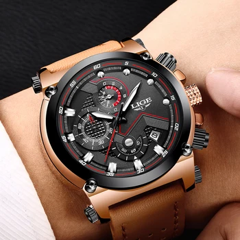 

2018 LIGE Mens Watches Top Brand Luxury quartz wristwatches Men Casual Leather Military Waterproof Sport Watch Relogio Masculino