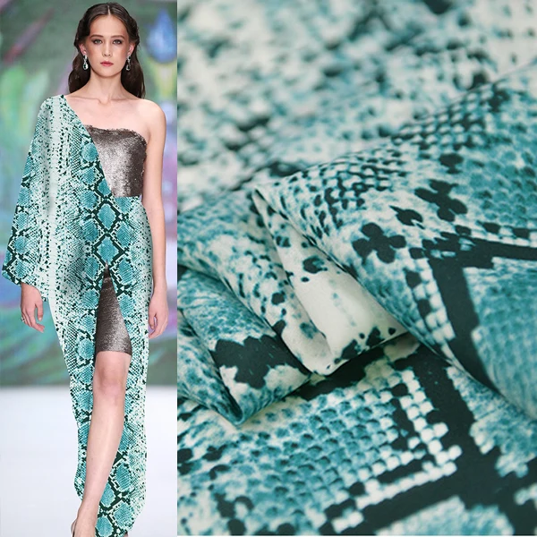 

Snakeskin print silk georgette crepe silk fabric similar to CDC fabric,SCG396