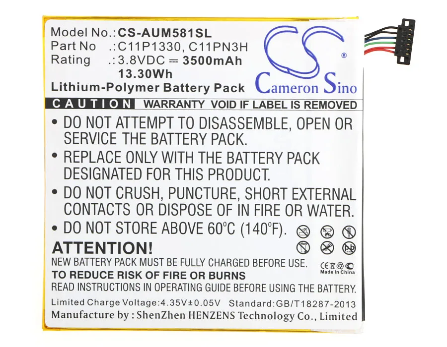 Аккумулятор Cameron Sino 3500 мАч C11P1330 C11PN3H для Asus AST21 ME181C ME581CL Memo Pad 8 MeMO ME181A ME181CX |