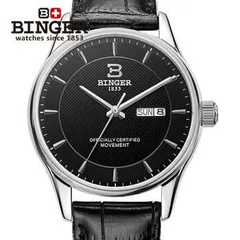 

Switzerland Men's Watch luxury brand BINGER Japan MIYOTA Movement Mechanical Wristwatches leather strap Waterproof clock B5008-5