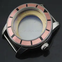 46 мм серебристый корпус розовый ободок стальной корпус часов Калибр ETA 2836, DG2813/3804, Miyota 8205/8215 механизм