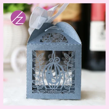 

50pcs/lot Delicate Laser Cut Bird Carriage Pattern Wedding Favor Box Wedding Decorations Gift Candy Box