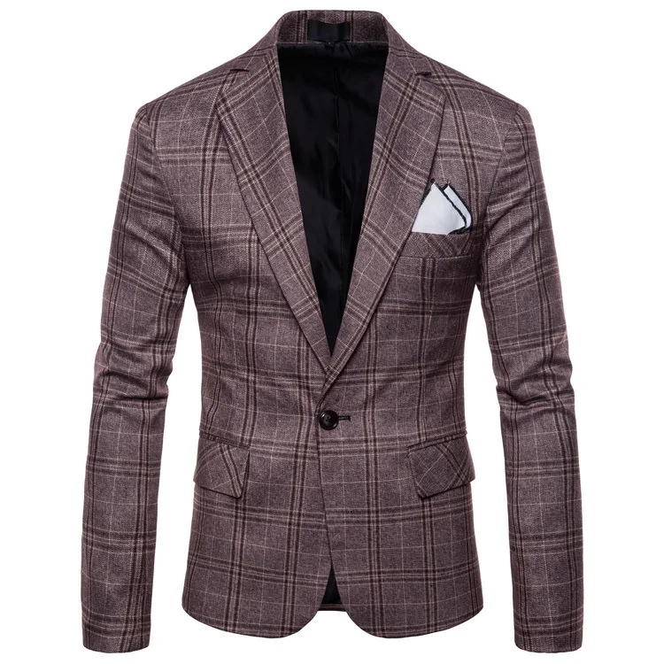 

Aowofs2019 Fashion British Style Men's Casual Business Suit Personality Lattice Korean Version Of The Suit Jacket 9615