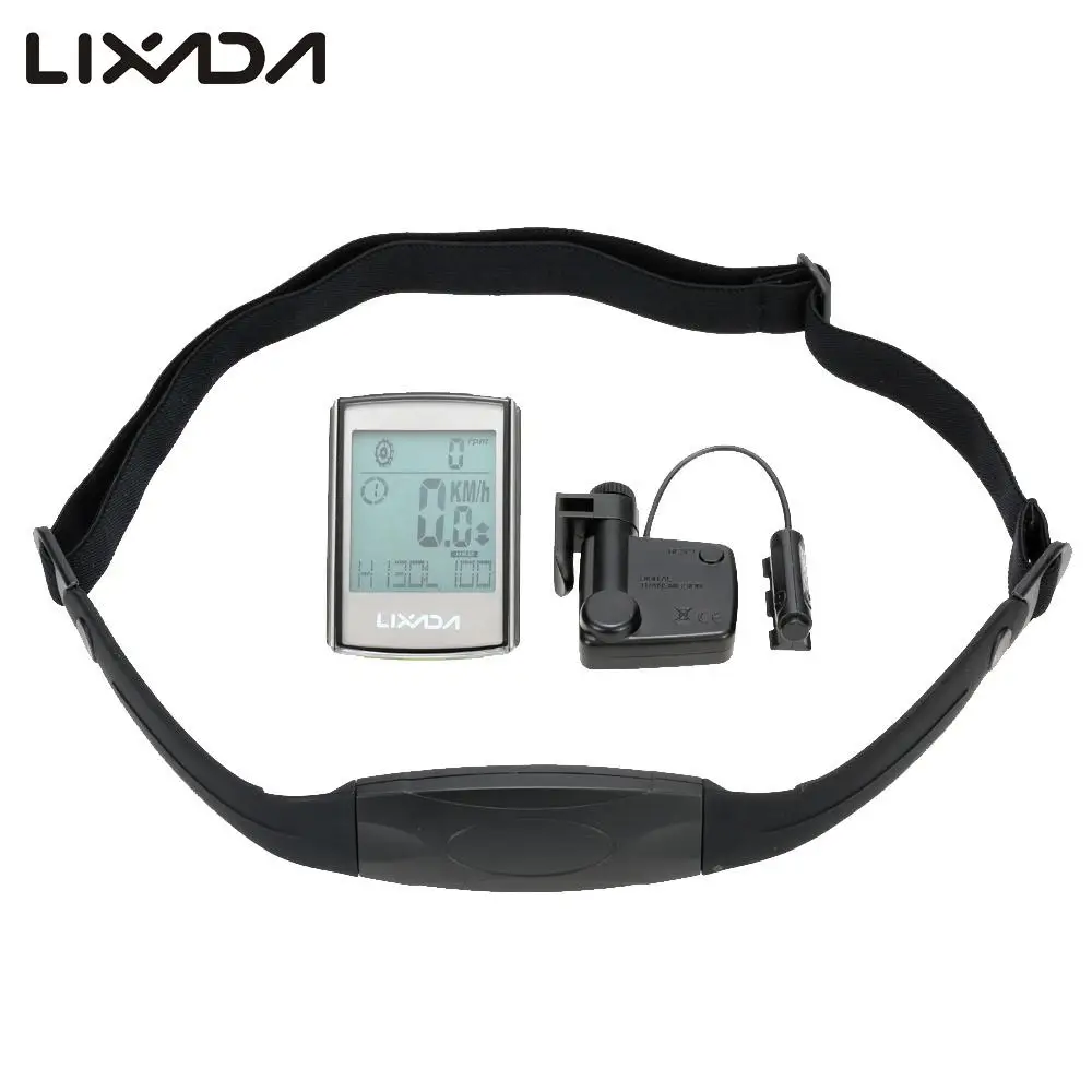 

Lixada Bike Cycling Computer Multifunctional 3-in-1 Wireless LCD with Cadence Heart Rate Monitor Chest Strap Silver / Black