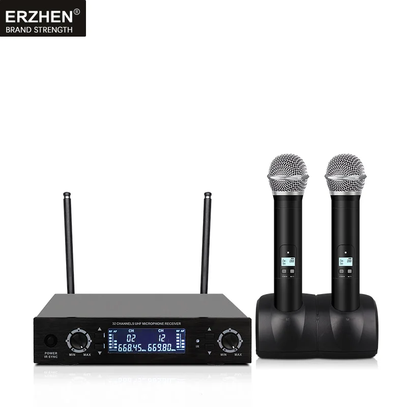 

Professional wireless microphone system charging stand UHF infrared frequency dual channel collar clip wearingU320