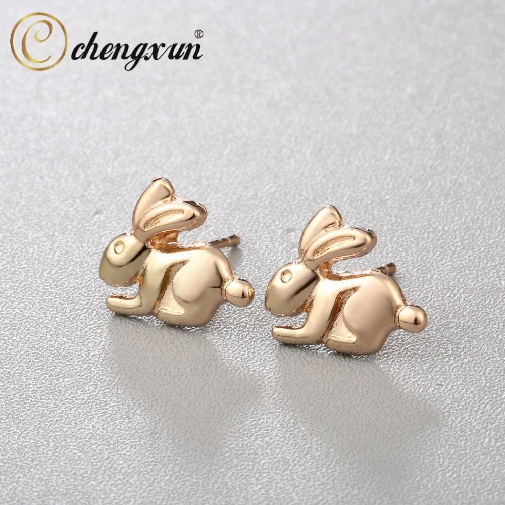 CHENGXUN 1 Piar Cute Running Bunny / Rabbit Post Stud Earrings Lovely Animal Alloy Jewelry for Teens Unisex Punk Rock | Украшения и