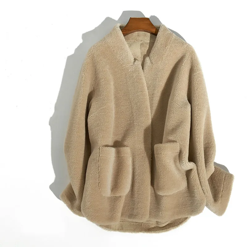 100% Wool Jacket Sheep Shearling Fur Winter Coat Women Clothes 2018 Real Fur Coat Korean Elegant PU Lining Casaco Feminino ZT809