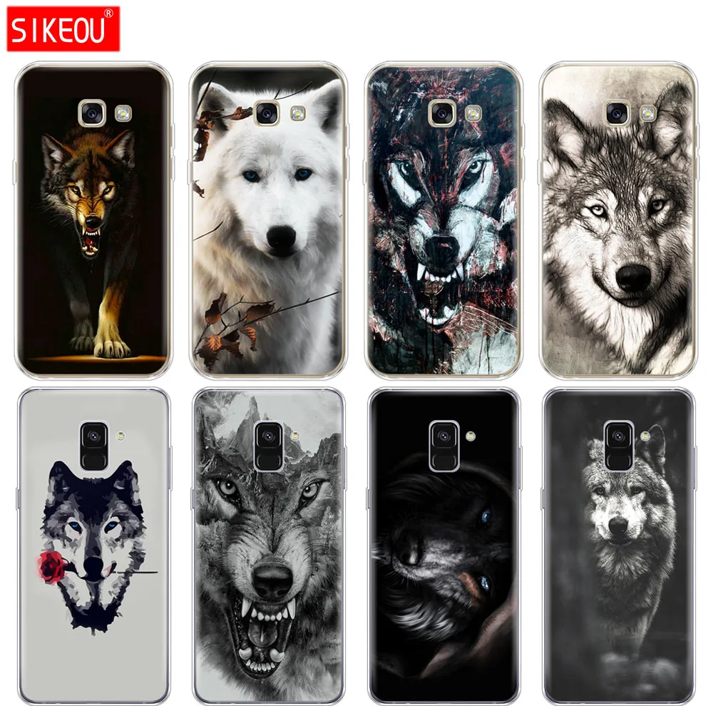 

Silicone phone case cover for Samsung Galaxy A8 2018 A3 A310 A5 A510 A7 2016 2017 Dark Night Wolf