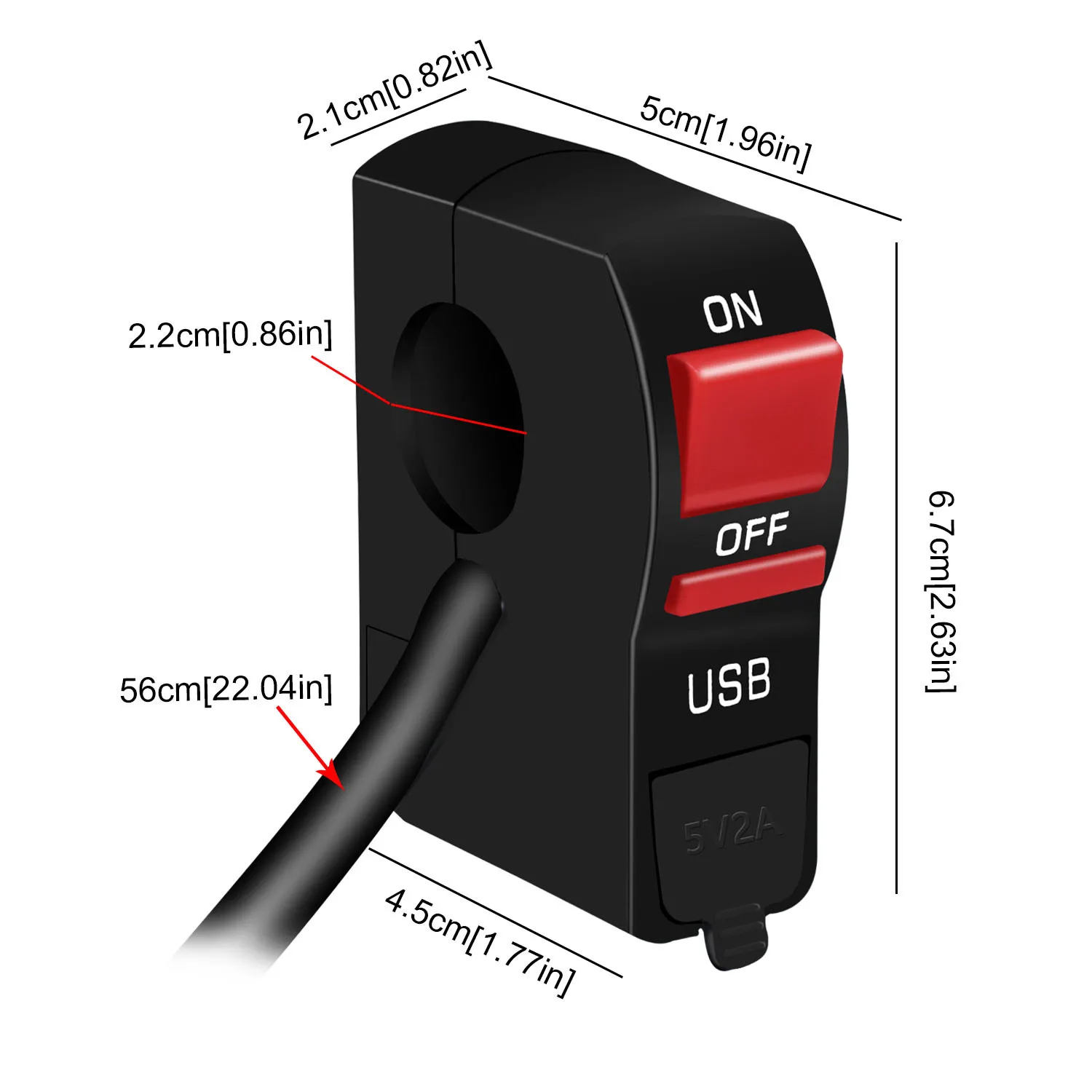 Usb разъем для прикуривателя мотоцикла водонепроницаемый переключатель 12 В