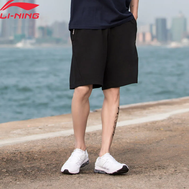 

Li-Ning Men Training Shorts Breathable Regular Fit 68% Cotton 32% Polyester Comfort LiNing Fitness Sports Shorts AKSN097 MKD1553