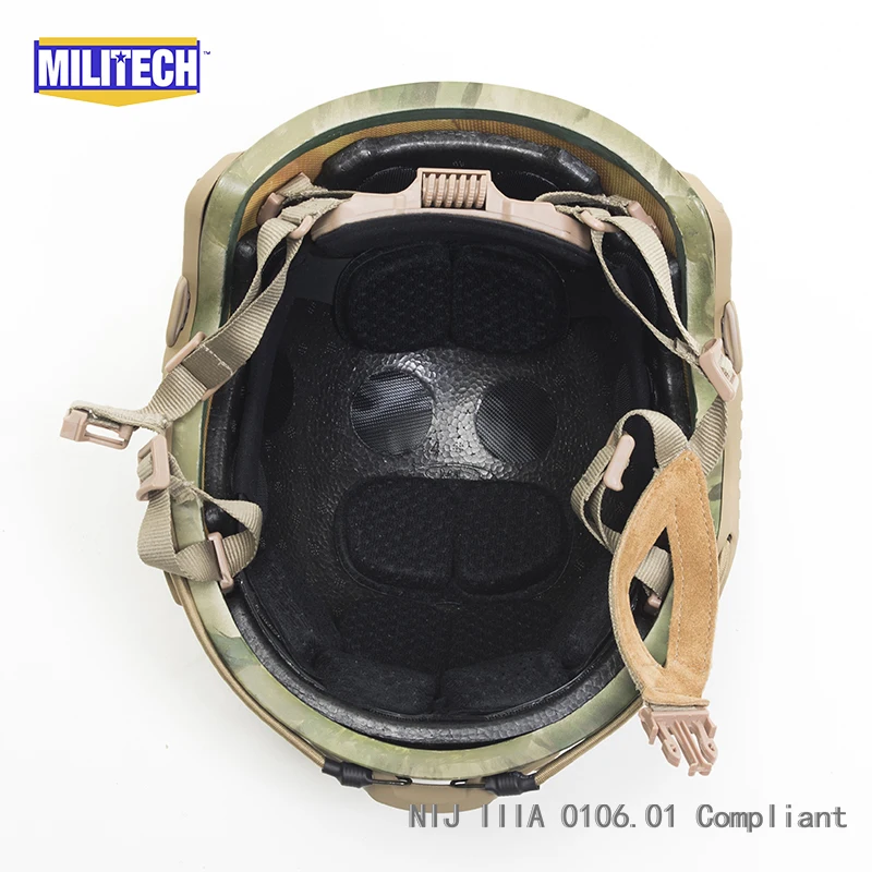 MILITECH Atacs FG Deluxe NIJ IIIA БЫСТРО Пуленепробиваемый Шлем и комплект козырька Дело Лесной Камуфляж баллистический шлем-пуля защитная маска