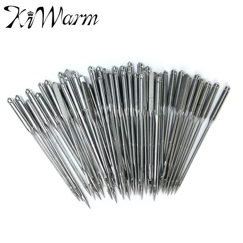 KiWarm Practical 50Pcs/Set Sharp Silver Metal Sewing Machine Needles
