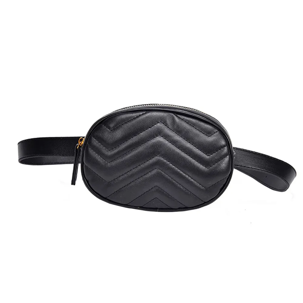 Женские сумки для талии кожаный ремень нагрудная сумка Дамский Дизайн Роскошные нагрудные поясные сумки телефон вечерние сумки-клатчи Hip Packsy62 - Цвет: Black
