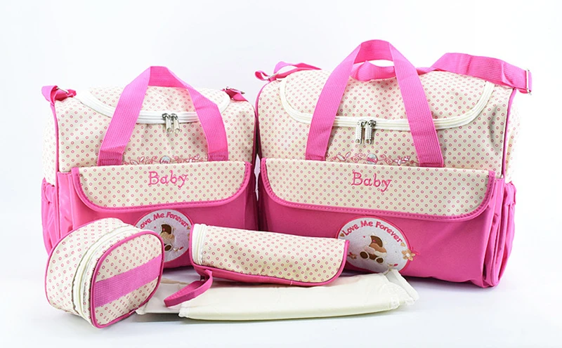 5pcs/set Baby Diaper Bag Large Capacity Organizer Bag Changing Nappy Bag For Baby Moms Maternity Bag